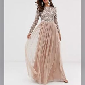 Maya sleeve maxi w/ sequins taupe blush